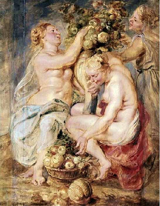 Ceres and Two Nymphs with a Cornucopia